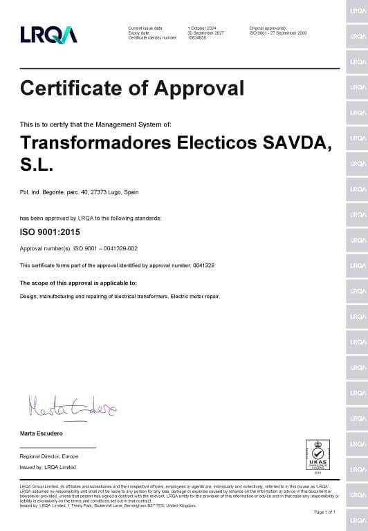 Certificate of approval LRQA